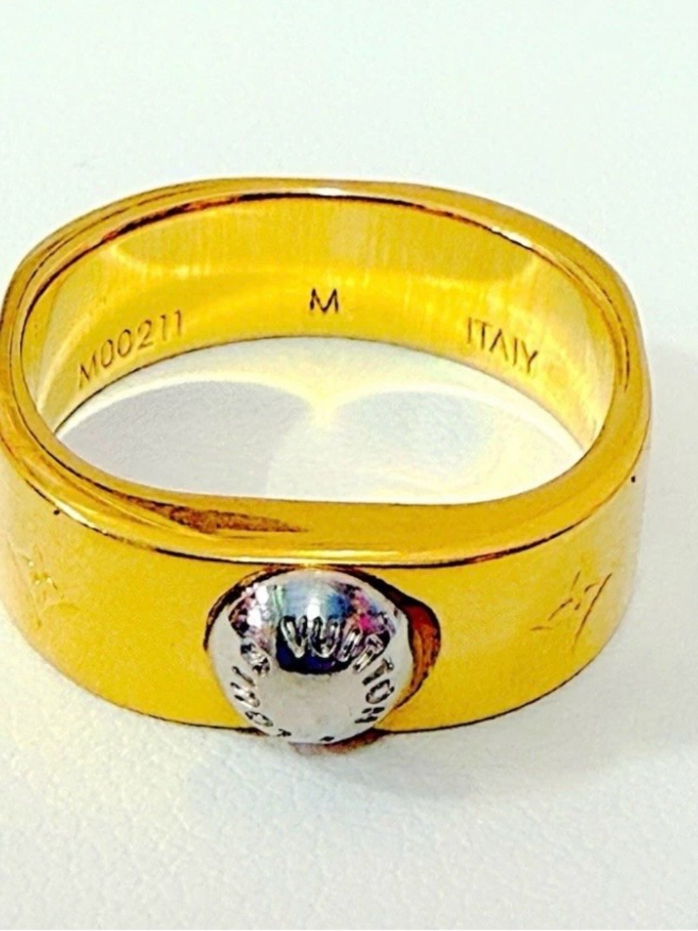 Louis Vuitton Yellow Gold Monogram Engraved Band Ring - Picture 1 of 2